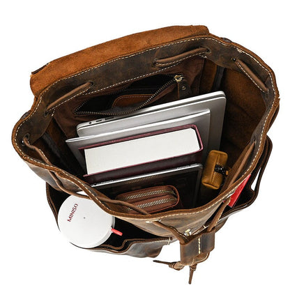 Harold | Herren Rucksack Klappenverschluss – Vintage-Look – Rindsleder leather backpack Hirschfeld 